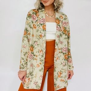 🌸 Vintage Over & Under Floral Print Oversized Lightweight Blazer – Slouchy Chic